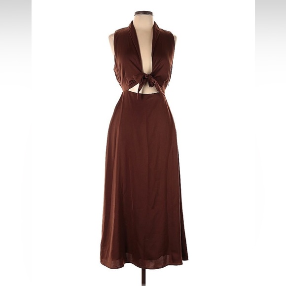 DISSH Dresses & Skirts - Dissh satin effect tie front cut out dress